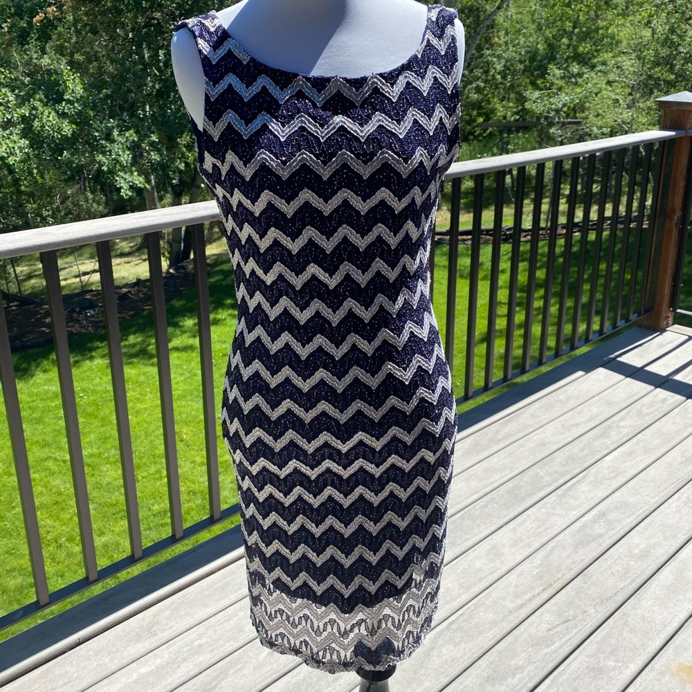 Navy Blue and Silver Dress